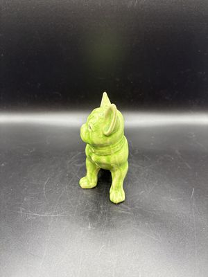 Figurine. Japan. Bright Green French Bulldog. Vintage. 4"W x 4.5"H