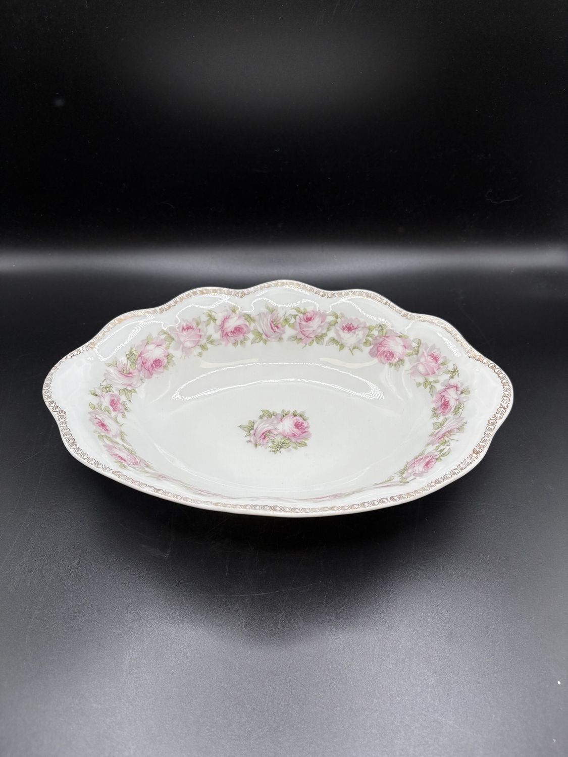 Porcelain. Germany. Z.S. &amp; Co. Coupe Soup Bowl. "Orleans" Pattern. 9.5"L x 6.5"W x 2"H