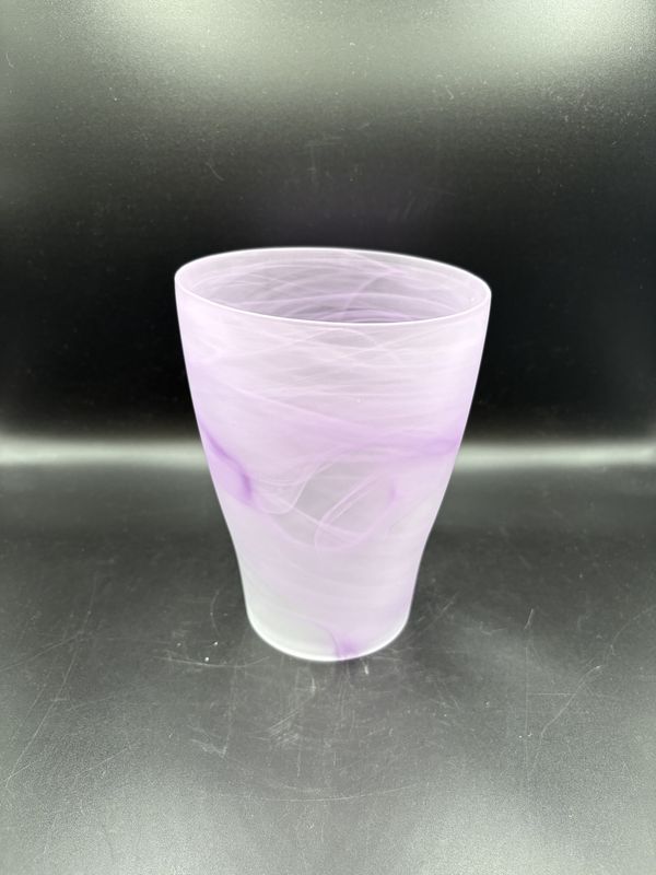 Glass. Purple Swirl Vase. 5"L x 5"W x 7"H