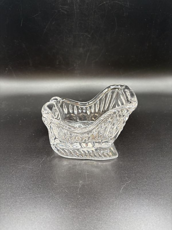 Home Decor. Germany. Princess House. Crystal Sleigh w/Taper Candleholder. 4.5"L