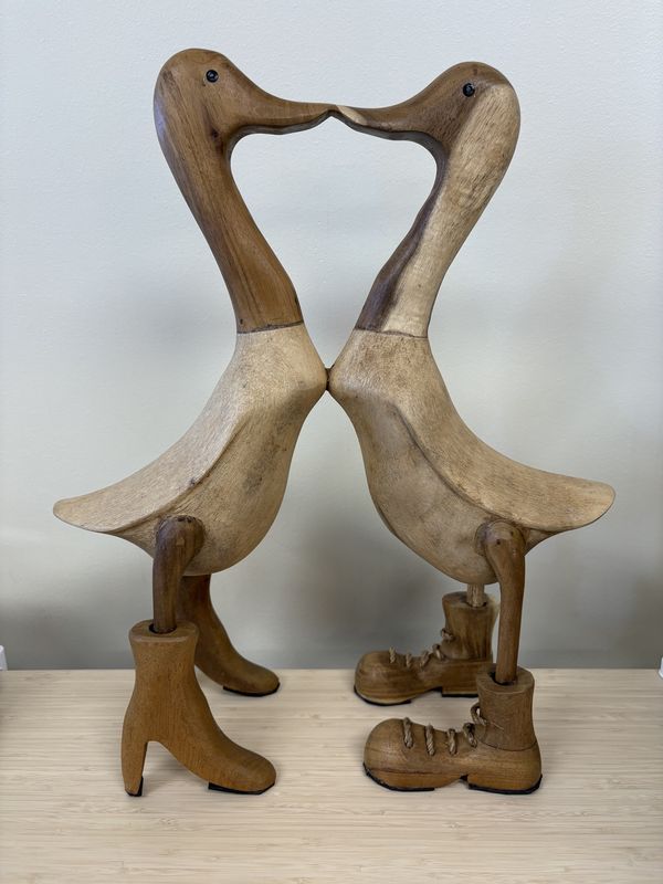 Woodcrafts. Kissing Ducks with Duck Boots. 18"H