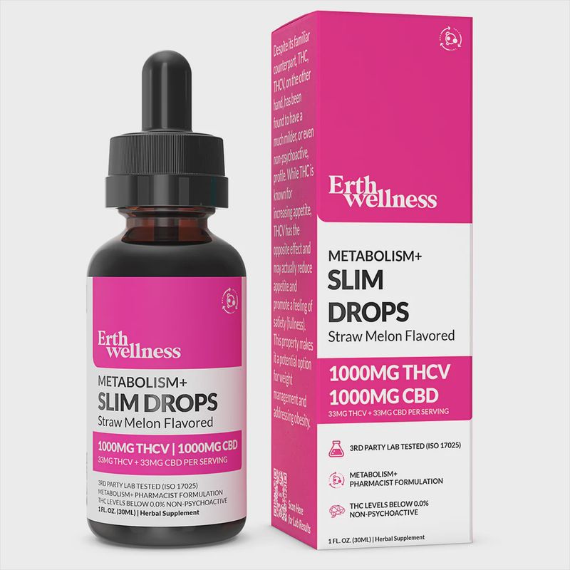 Erth Wellness THCV:CBD  Slim Drops - Straw Melon (30mL)
