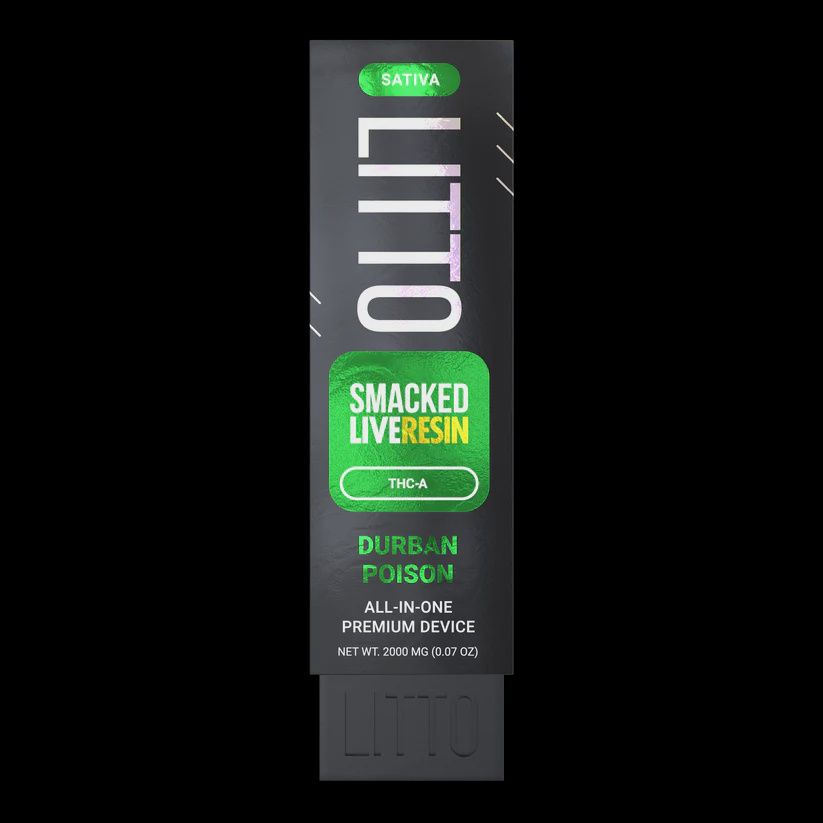 LITTO SMACKED Live Resin THC-A Disposable (2g), Strain: DURBAN POISON (S)