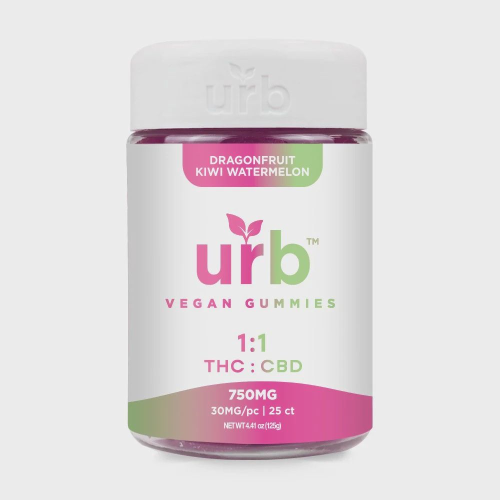 urb Vegan Gummies 1:1 (THC:CBD) - 25 PC, Flavour: Dragonfruit Kiwi Watermelon