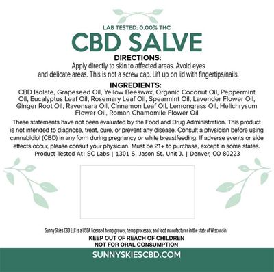 Sunny Skies CBD Salve  (1.5oz)