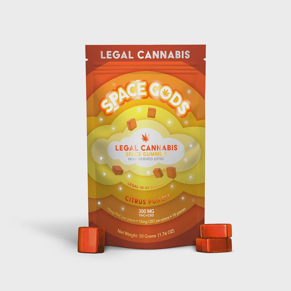 SPACE GODS Space Gummies (300mg), Flavour: Citrus Punch - D9:CBD (10PK)