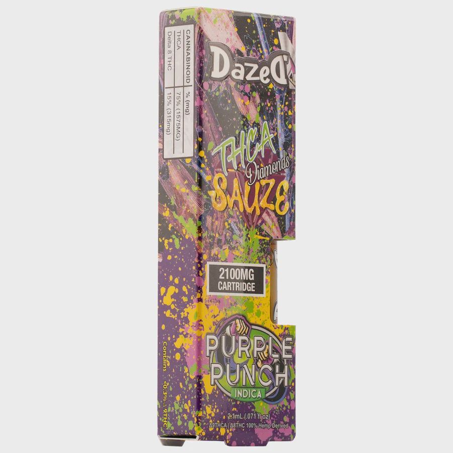 DaZeD THCA Diamond Sauze Cartridge (2100mg), Strain: Purple Punch (I)