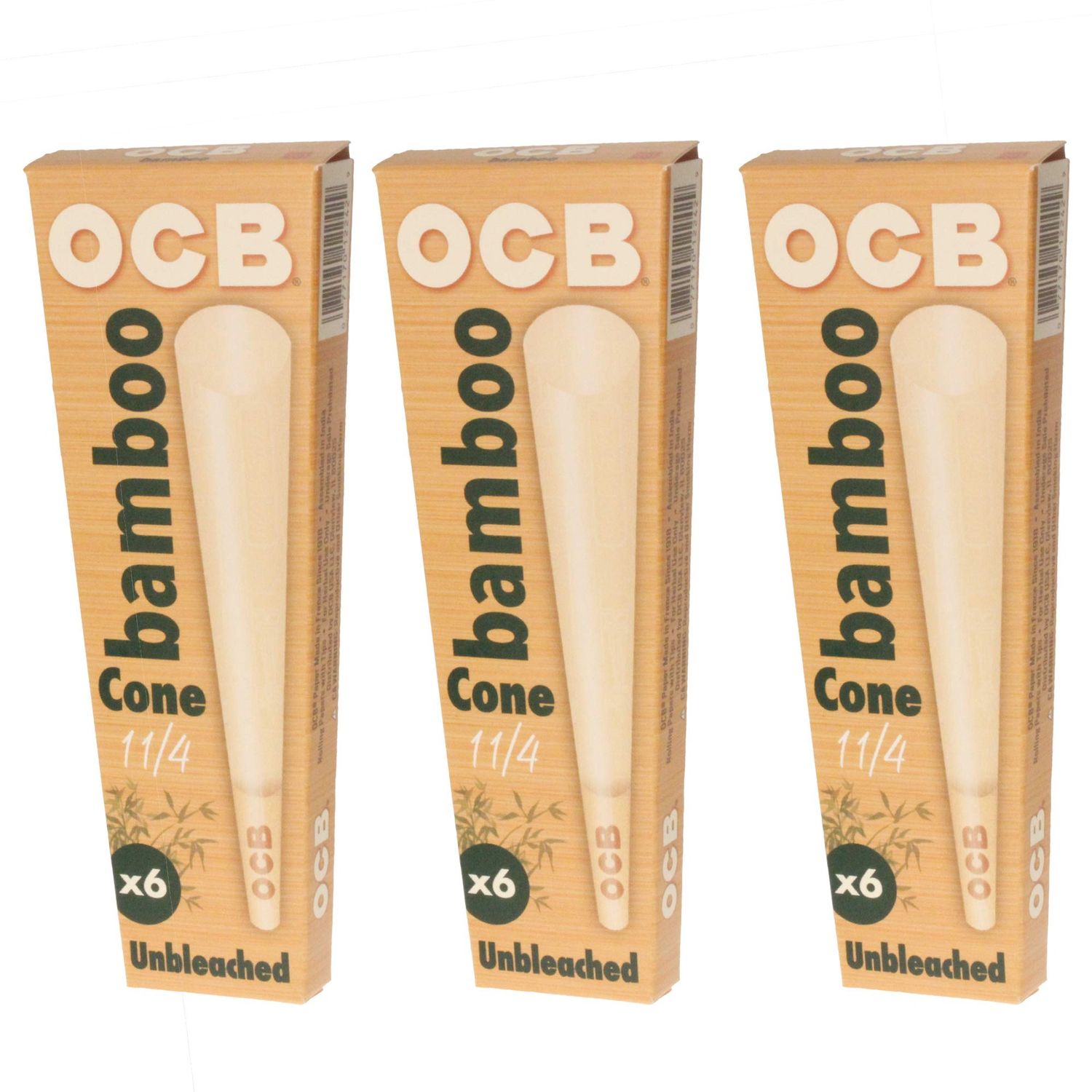 OCB Unbleached Bamboo Cones, Size: 1 1/4 (83mm) - 6 Pack