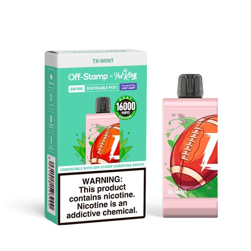 Off-Stamp x Pod King SW16000 Pod Disposable (5%), Flavour: TX-Mint