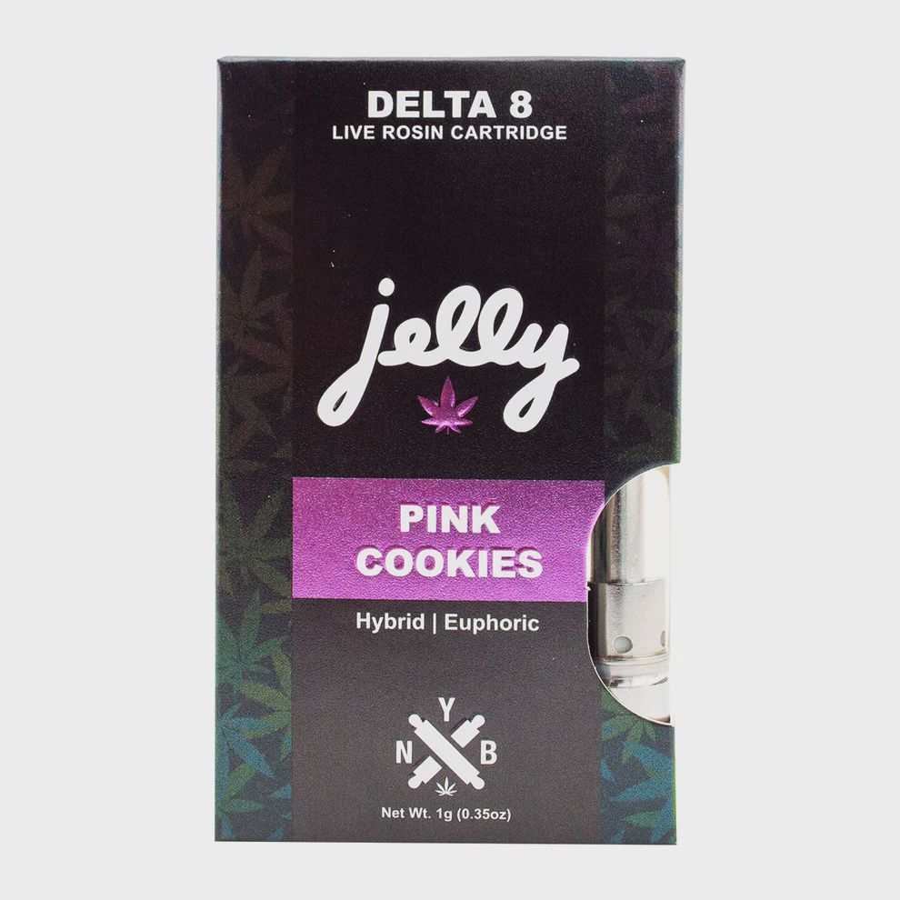 jelly Delta-8 THC Live Rosin Cartridge (1g), Strain: Pink Cookies (H)