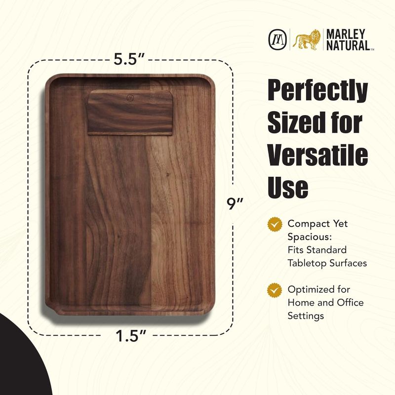 Marley Natural Black Walnut Rolling Tray (SM)