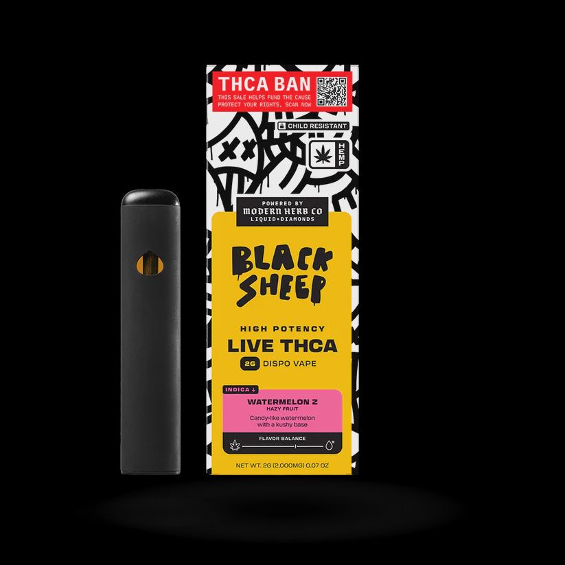 BLACK SHEEP Live THCA Disposable, Strain: Watermelon Z (Indica)