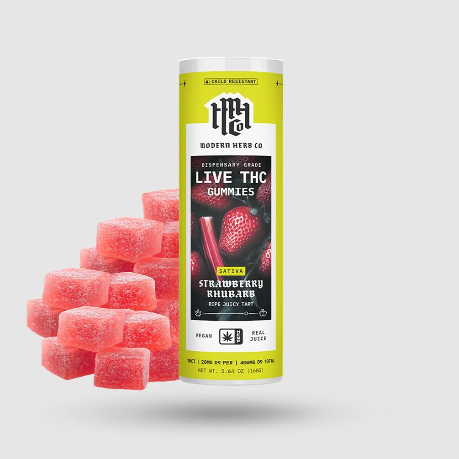 Modern Herb Live D9 THC Gummies, Strain: STRAWBERRY RHUBARB (Sativa)