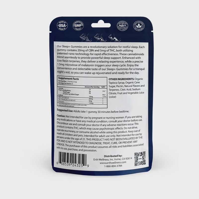 Sleep+ Gummies – CBN + THC + Live Resin Terpenes (30ct)