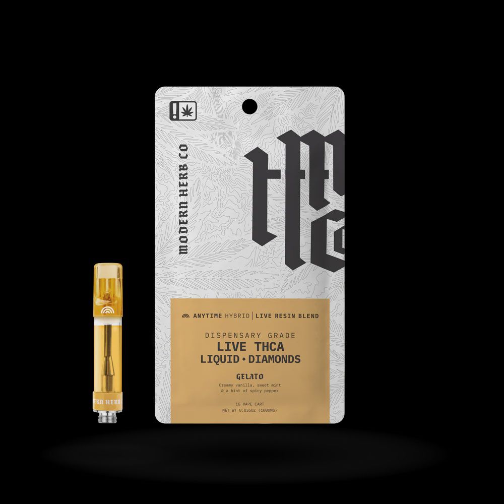 Modern Herb LIVE Resin Liquid Diamonds Cartridge - 1g (510), Strain: Gelato (Hybrid)