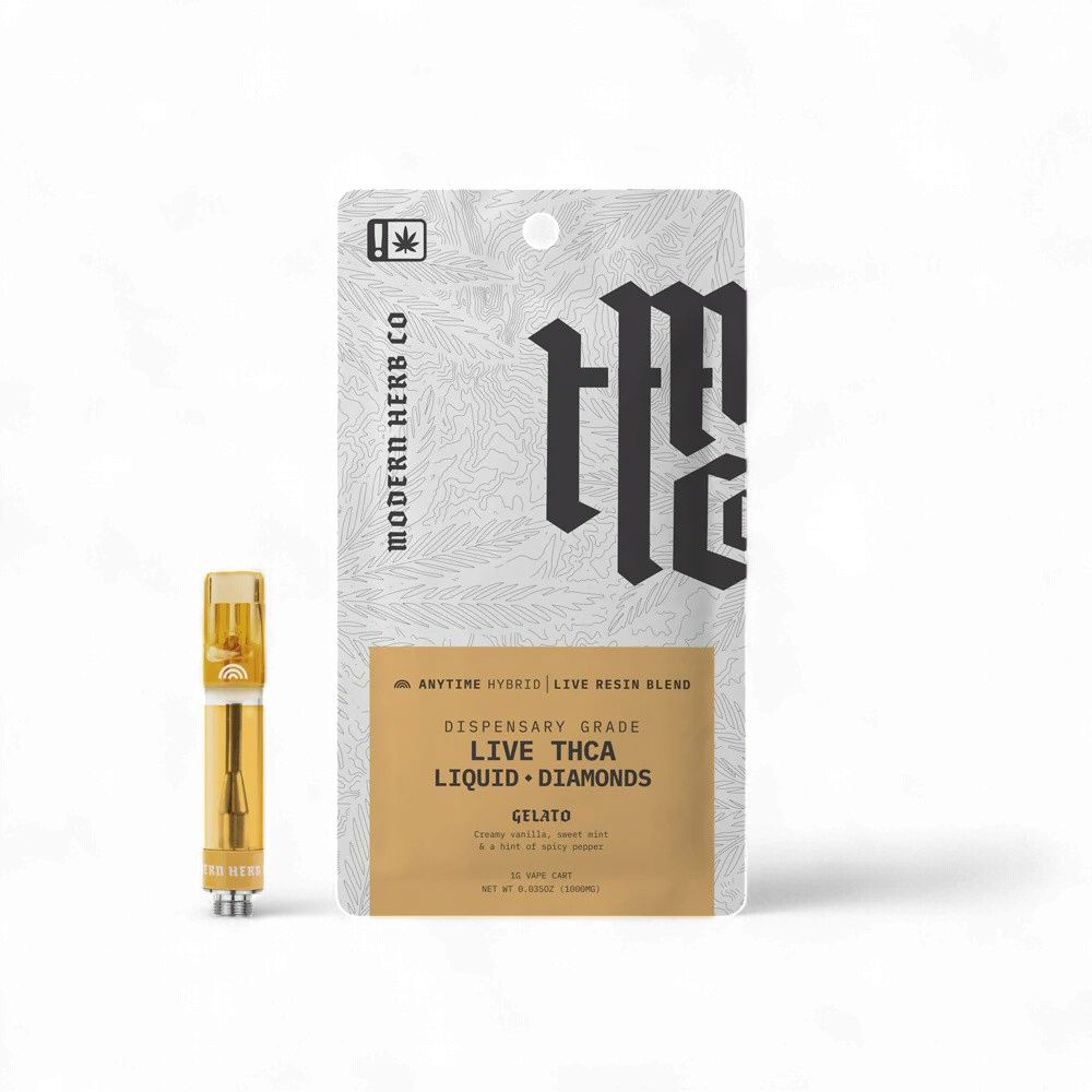 Modern Herb THCA LIVE Resin Liquid Diamonds Cartridge - 1g (510), Strain: Gelato (Hybrid)