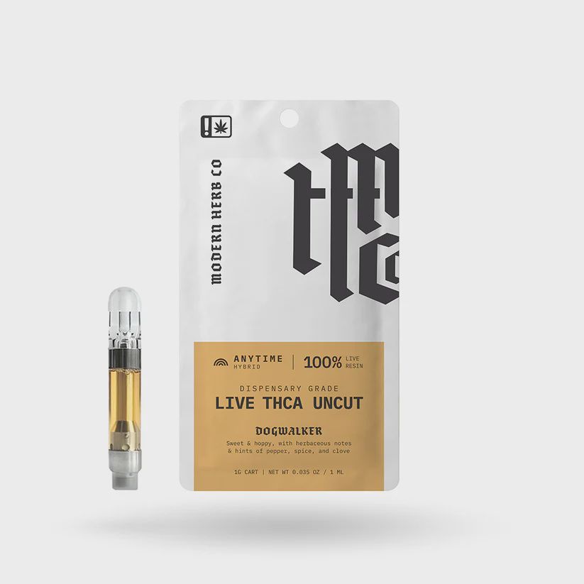 Modern Herb LIVE THCA UnCUT Cartridge - 1g (510), Strain: Dog Walker (Hybrid)
