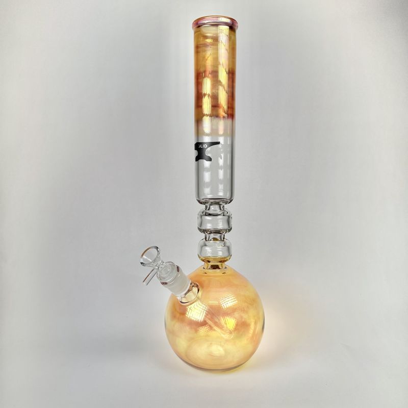 SOLID Glass 20" Gold &amp; Silver Bubble Water Pipe