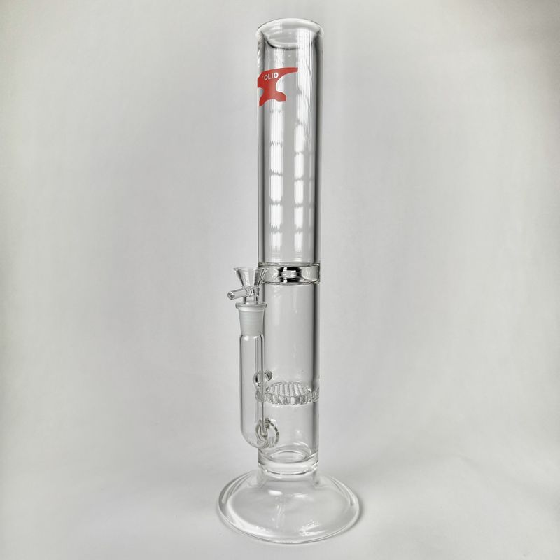 SOLID Glass 12" Straight Tube w/ Honey Comb Perk (5mm)