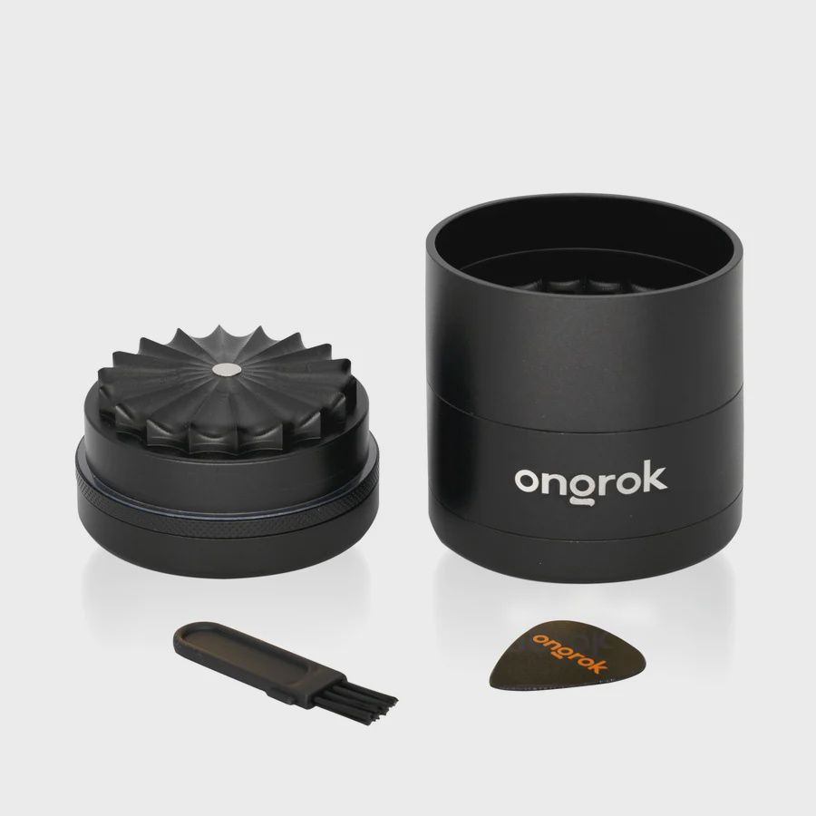 ONGROK Flower Petal Toothless 5pc Grinder w/ Storage (2.5"), Color: Black