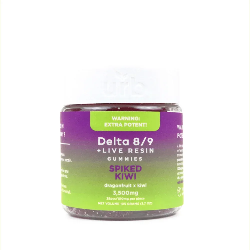 urb Live Resin Gummies - Delta8/Delta9  (3500mg/100mg/35ct), Flavour: SPIKED KIWI