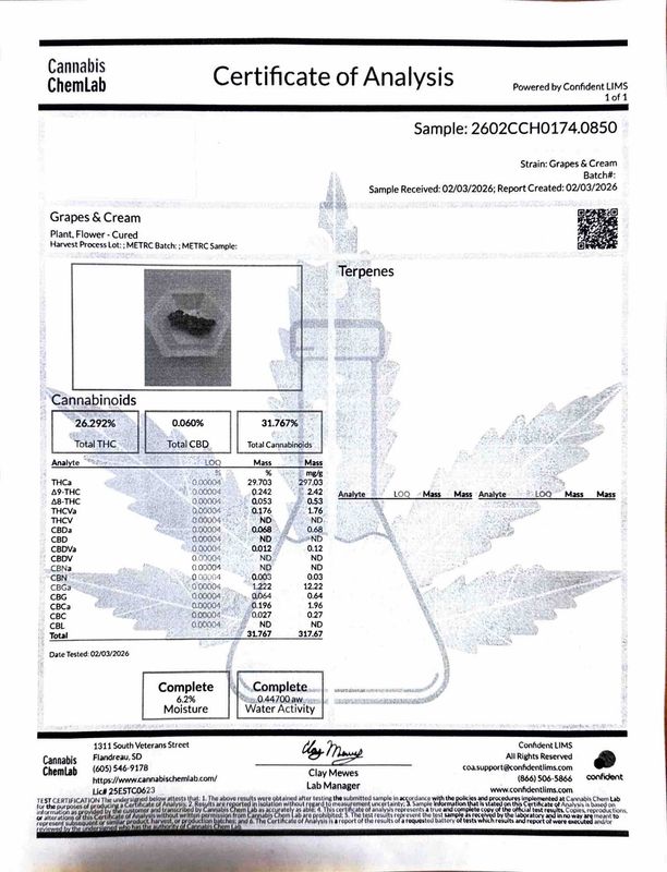 Grapes &amp; Cream THCA Flower - 29.70% (H)