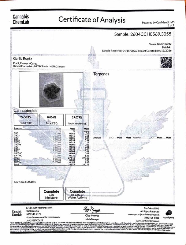 Garlic Runtz THCA Flower - 27.81% (IH)