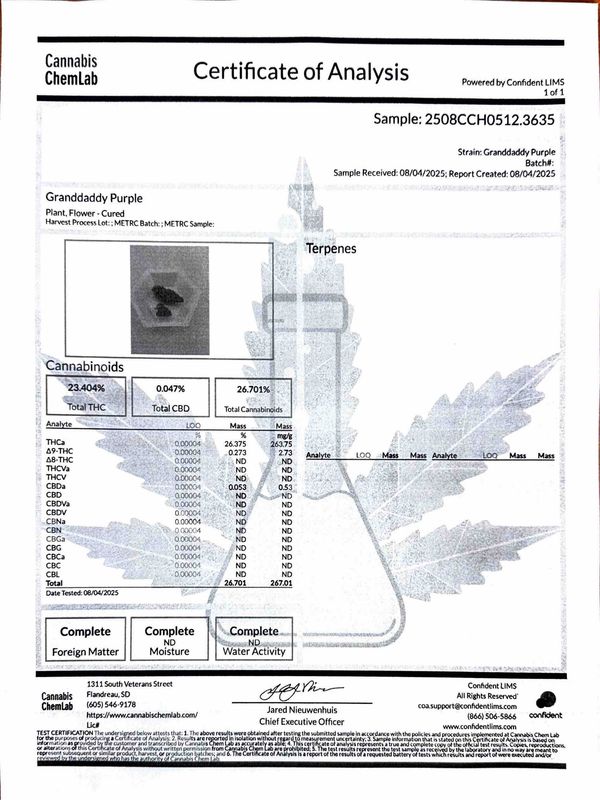 Granddaddy Purple THCA Flower - 26.38% (I)