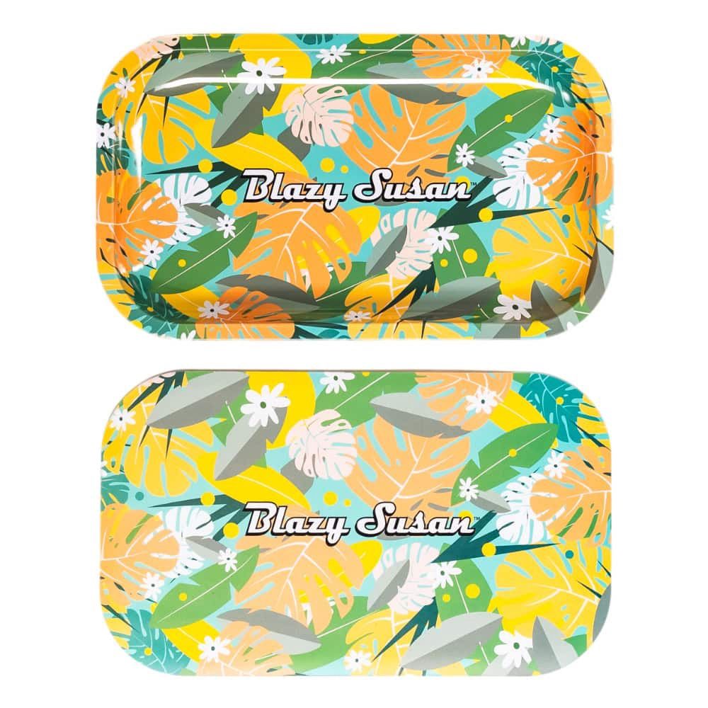Medium Blazy Susan Metal Rolling Tray w/ Lid - Summer Trees