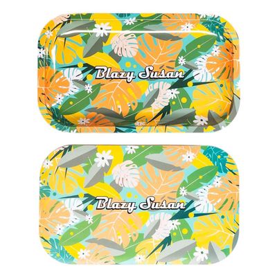 Medium Blazy Susan Metal Rolling Tray w/ Lid - Summer Trees