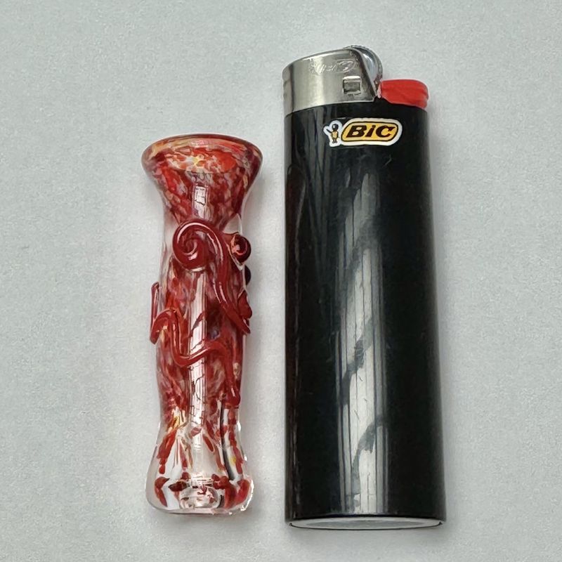 Dotted Frit Chillum by Munster Glass - E