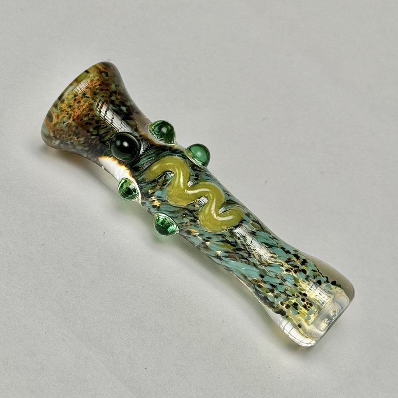 Dotted Frit Chillum by Munster Glass - A