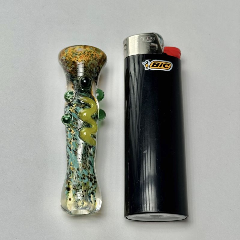 Dotted Frit Chillum by Munster Glass - A