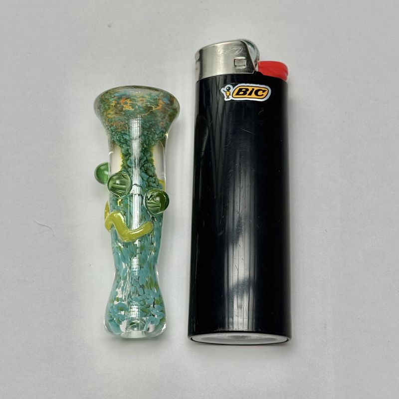 Dotted Frit Chillum by Munster Glass - F