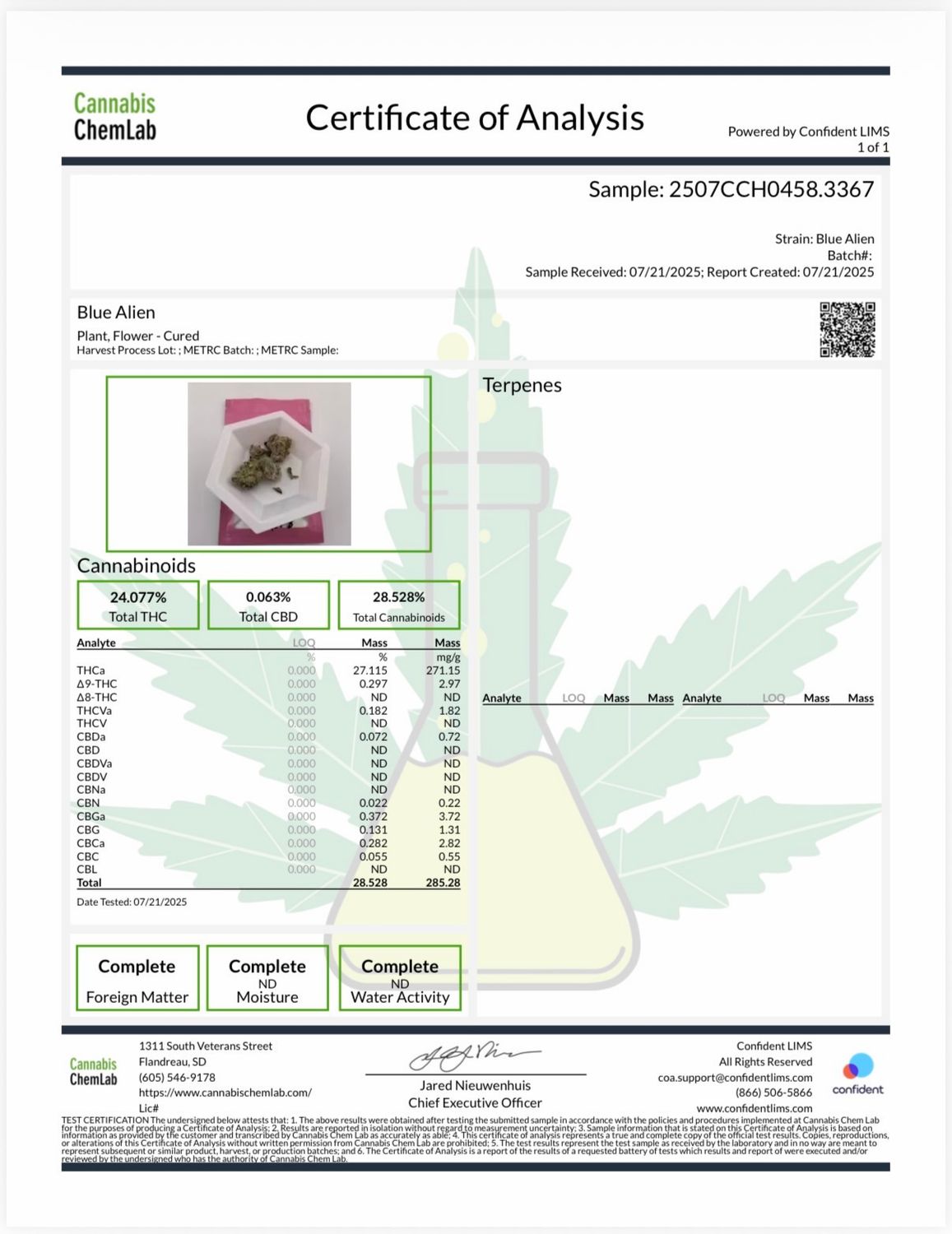 Blue Alien THCA Flower 27.12% (I)