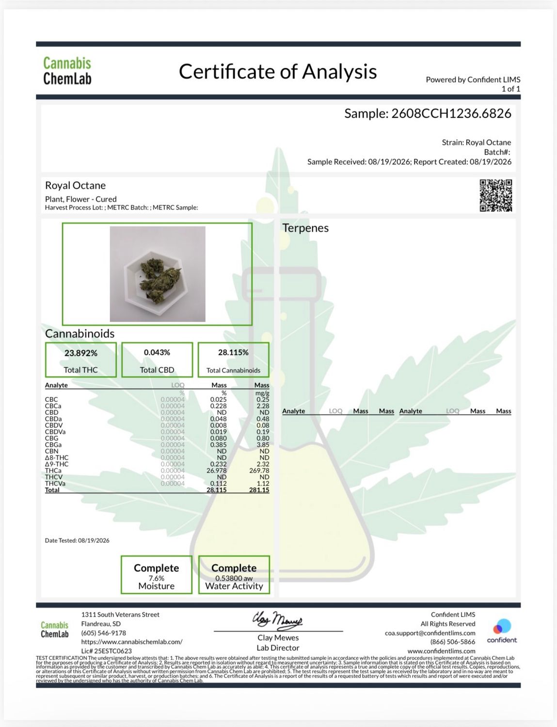 Royal Octane THCA Flower 26.98% (H)
