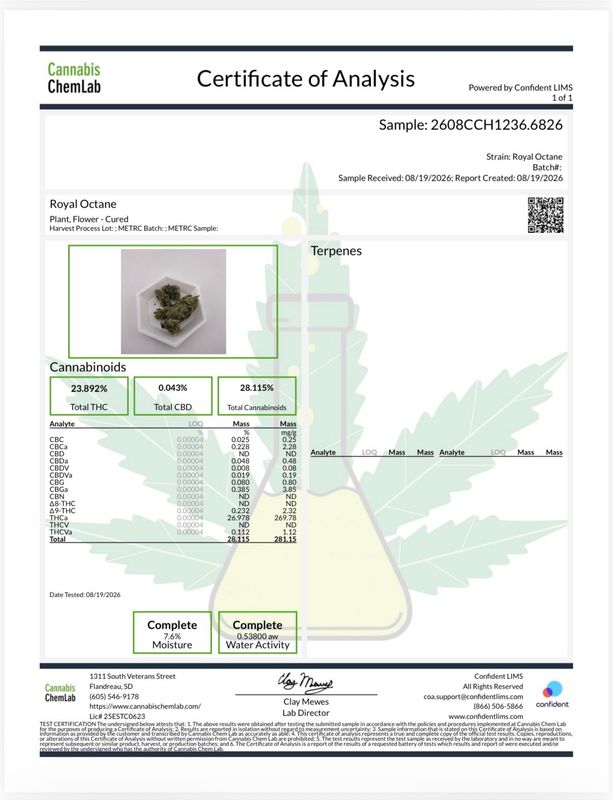 Royal Octane THCA Flower 26.98% (H)