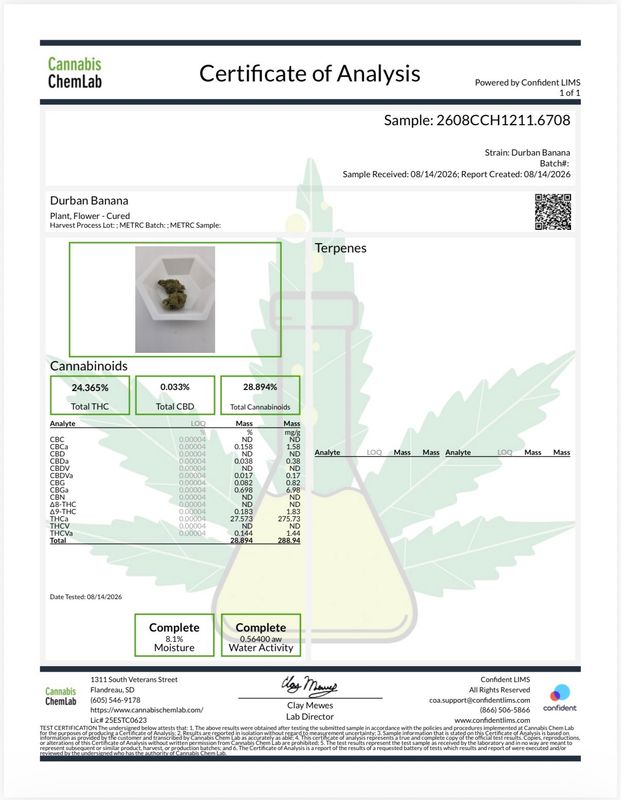 Durban Banana THCA Flower 27.57% (H)