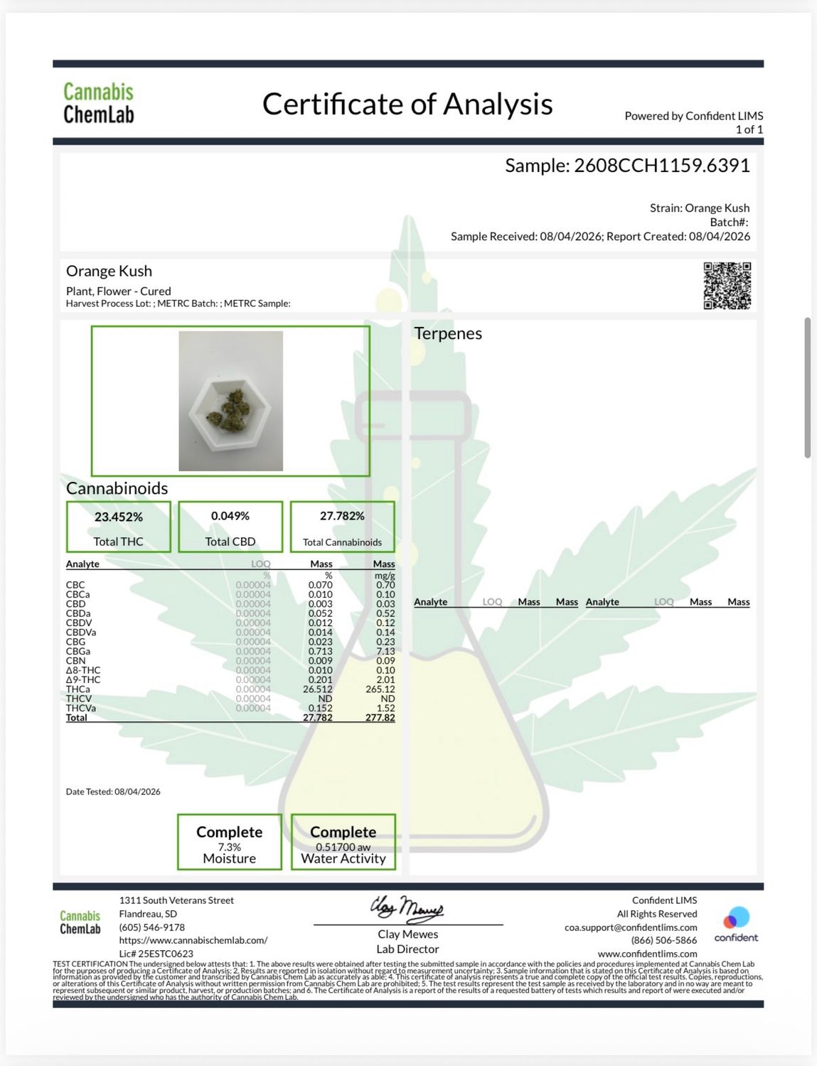 Orange Kush THCA Flower 26.51% (IH)