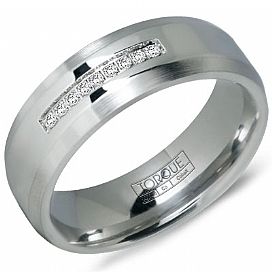 Cobalt Diamond CrownRing Men's Wedding Band
