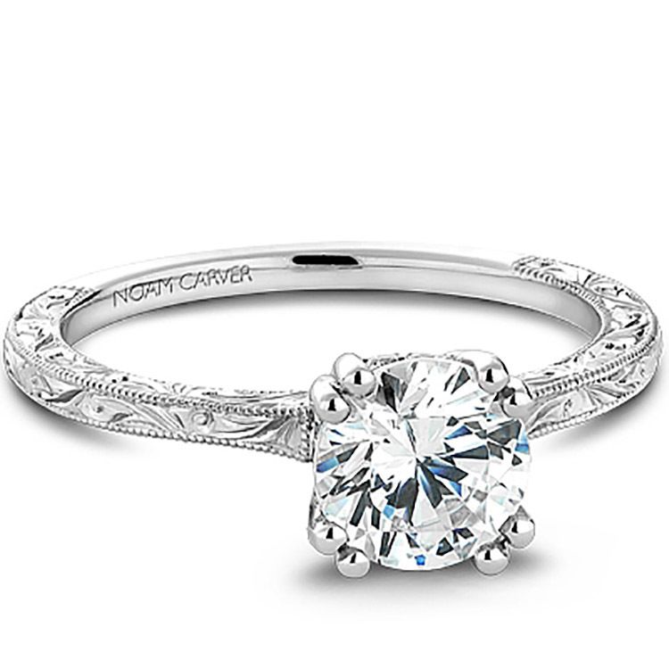 Carved Shank Noam Carver Solitaire Engagement Ring
