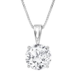 Solitaire 2 ct LAB Diamond Pendant & 14K Chain
