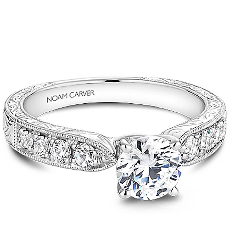 Carved Shank Noam Carver Solitaire Engagement Ring