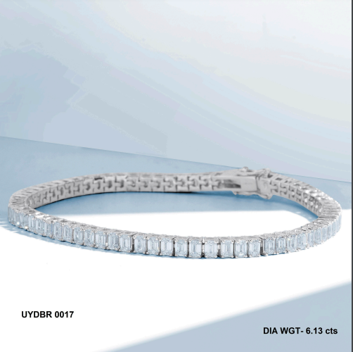 Emerald Cut Lab Grown Diamonds Tennis Bracelet 6.13ct