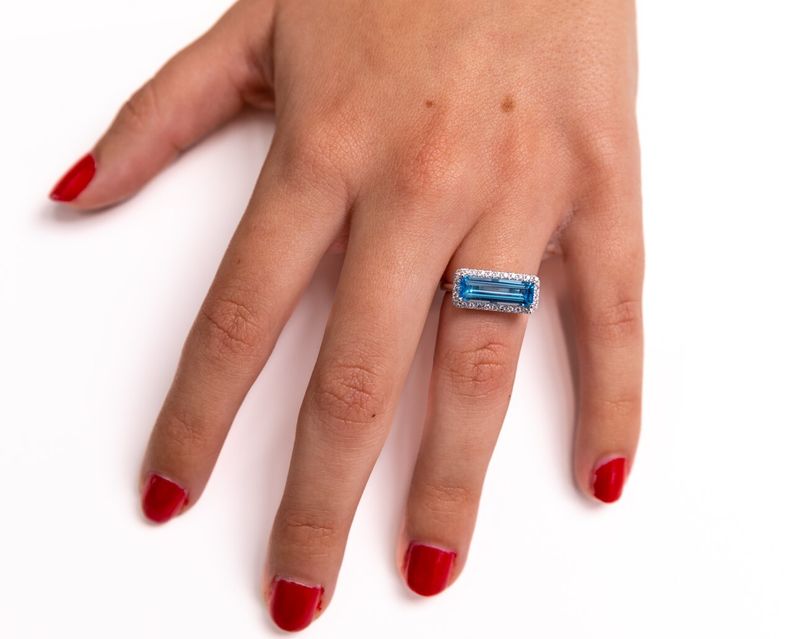 Blue Topaz and Diamond Ring