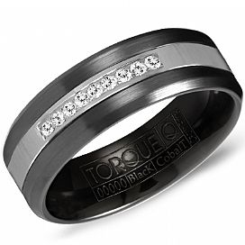 Cobalt Diamond CrownRing Men's Wedding Band