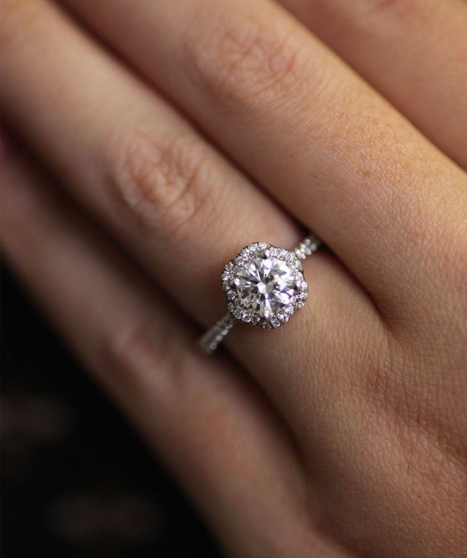 Floral Halo Diamond Engagement Ring