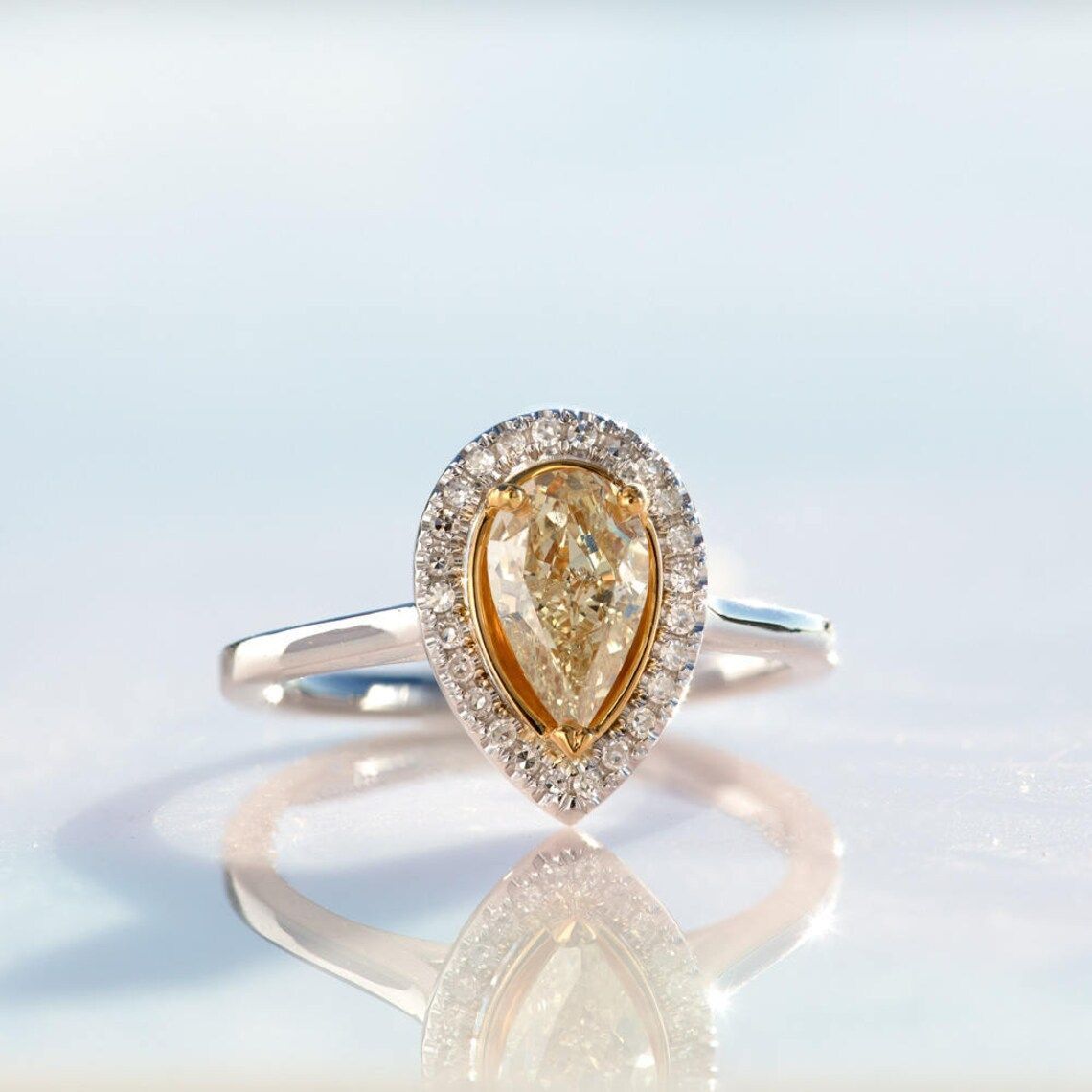 Fancy Yellow Pear Engagement Ring