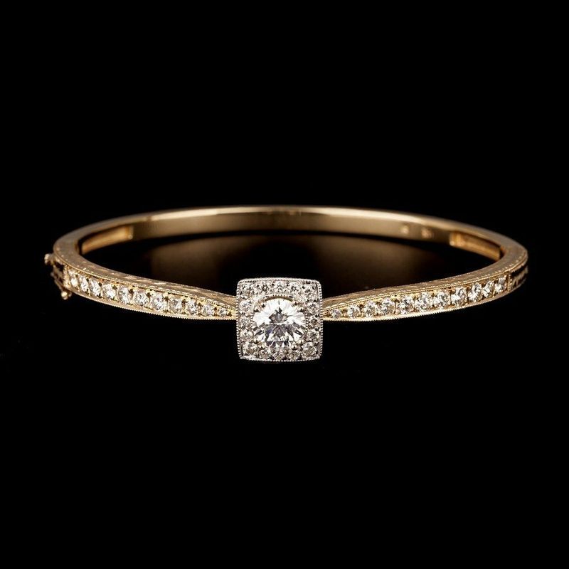 Yellow & White Gold Diamond Bangle