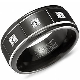 Cobalt Diamond CrownRing Men's Wedding Band